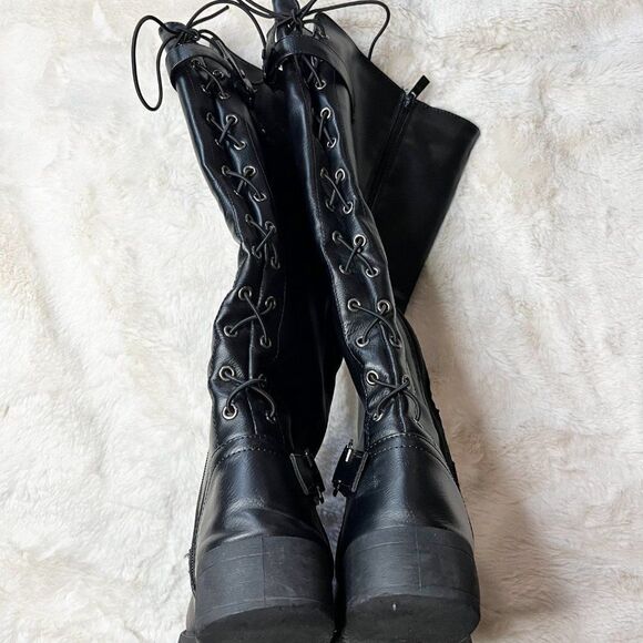 Wanted Lady Luck Back Lace-up Knee High Riding Boot - Picture 8 of 14